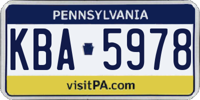 PA license plate KBA5978
