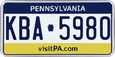 PA license plate KBA5980