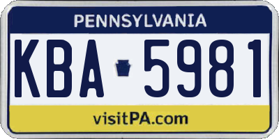 PA license plate KBA5981