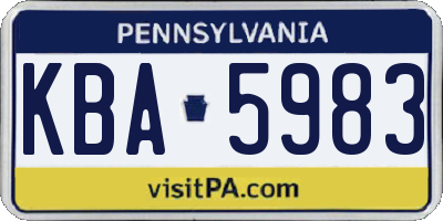PA license plate KBA5983
