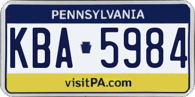 PA license plate KBA5984