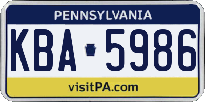 PA license plate KBA5986