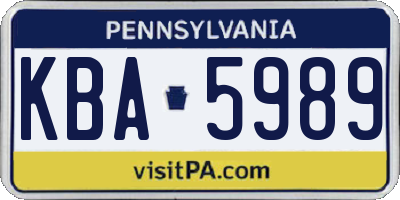 PA license plate KBA5989