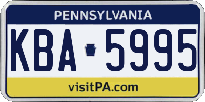 PA license plate KBA5995