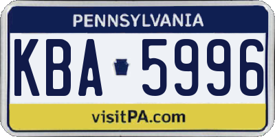 PA license plate KBA5996