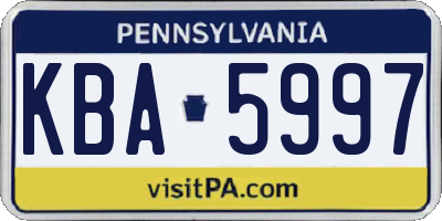 PA license plate KBA5997