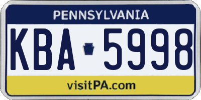 PA license plate KBA5998