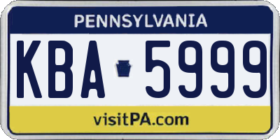 PA license plate KBA5999