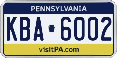 PA license plate KBA6002