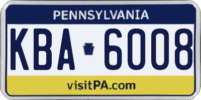 PA license plate KBA6008