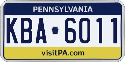 PA license plate KBA6011