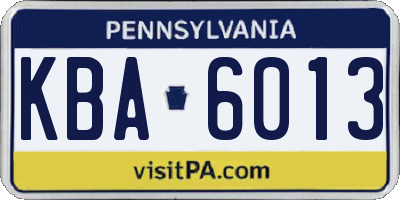 PA license plate KBA6013