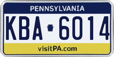 PA license plate KBA6014