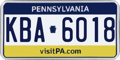 PA license plate KBA6018