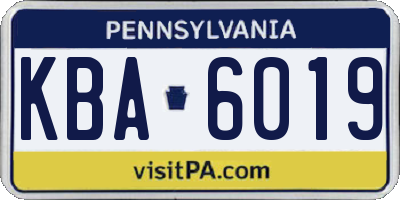 PA license plate KBA6019