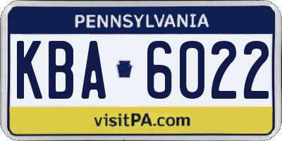 PA license plate KBA6022