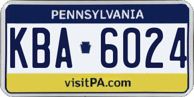 PA license plate KBA6024