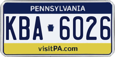 PA license plate KBA6026