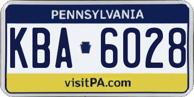 PA license plate KBA6028