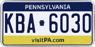 PA license plate KBA6030