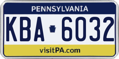 PA license plate KBA6032