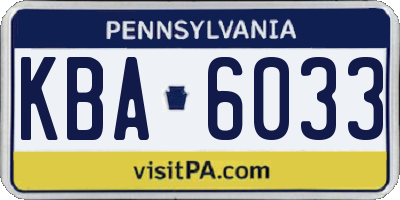 PA license plate KBA6033