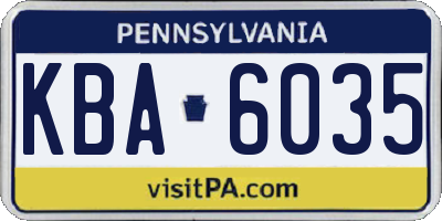 PA license plate KBA6035