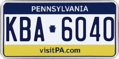 PA license plate KBA6040