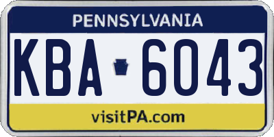 PA license plate KBA6043