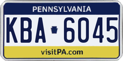 PA license plate KBA6045