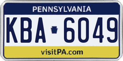 PA license plate KBA6049