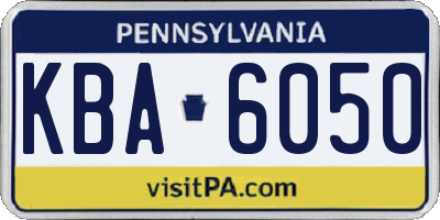 PA license plate KBA6050