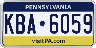 PA license plate KBA6059