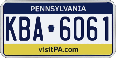 PA license plate KBA6061