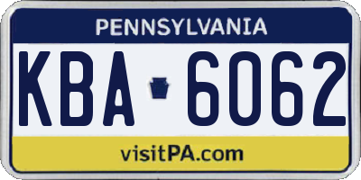 PA license plate KBA6062
