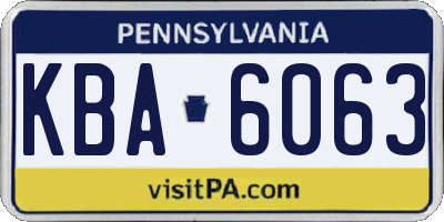 PA license plate KBA6063