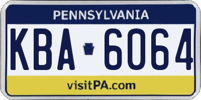 PA license plate KBA6064
