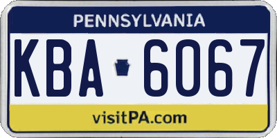 PA license plate KBA6067