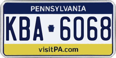 PA license plate KBA6068