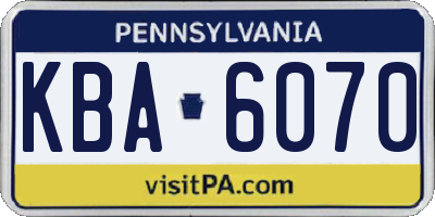 PA license plate KBA6070