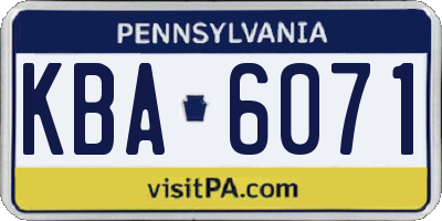 PA license plate KBA6071