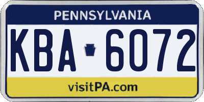 PA license plate KBA6072