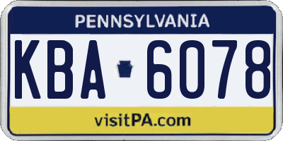 PA license plate KBA6078