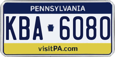 PA license plate KBA6080