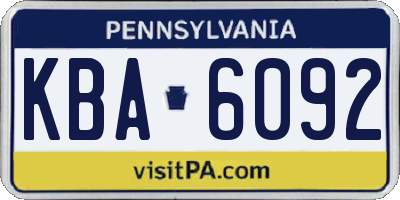 PA license plate KBA6092