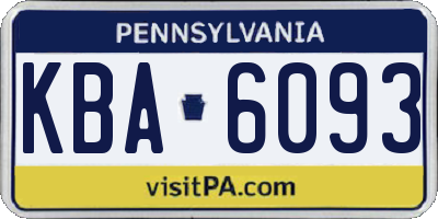 PA license plate KBA6093