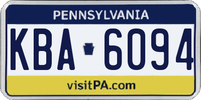 PA license plate KBA6094