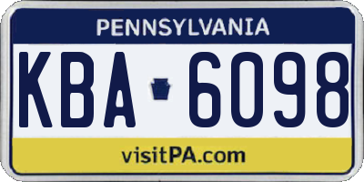 PA license plate KBA6098