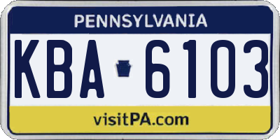 PA license plate KBA6103