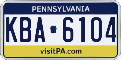 PA license plate KBA6104